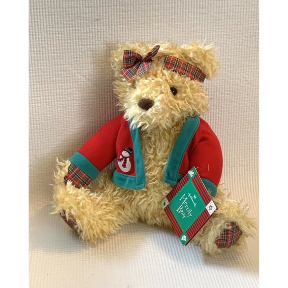 HALLMARK 11” SITTING  MERRILY HOLIDAY BEAR NWT - Picture 8 of 10